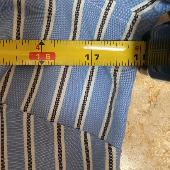 Womens Lands End Button Down. Chambray blue with black stripes. - Picture 4 of 6